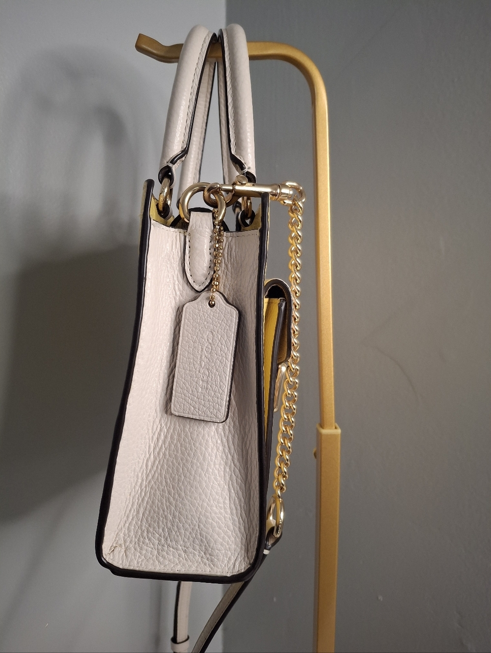 Coach Mini Crossbody In Colorblock Retro Yellow/ Chalk EUC - Picture 3 of 6